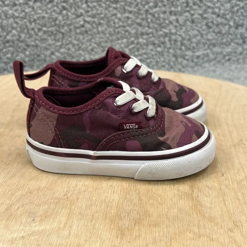 Vans Authentic Toddler Size 4 Red Camo Slip On Sneakers Shoes Baby Infant